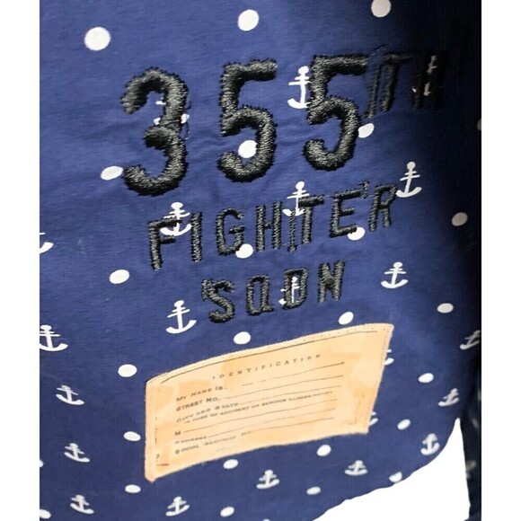 H & Dumar Anchor Pattern Button Down Shirt Navy Blue Size Large Men’s Hawke - Picture 6 of 8